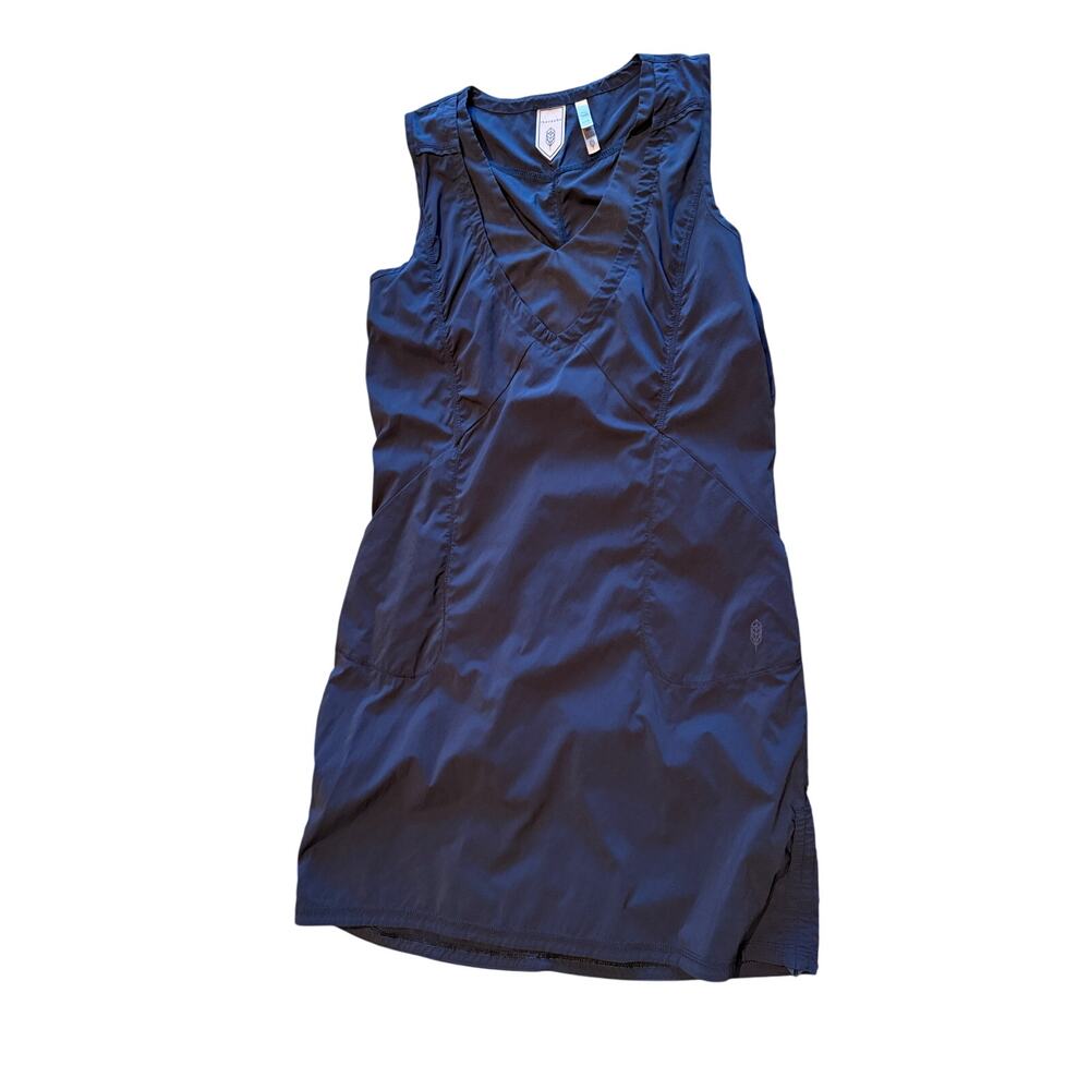 Indygena Womens Large Gray Loto Sleeveless Hiking Travel Tech Dress Pockets EUC